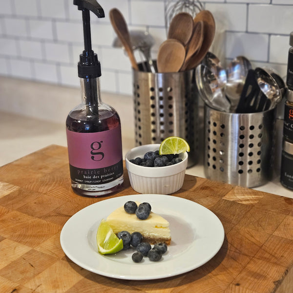 New York Cheesecake with Prairie Berry Syrup & Blueberries