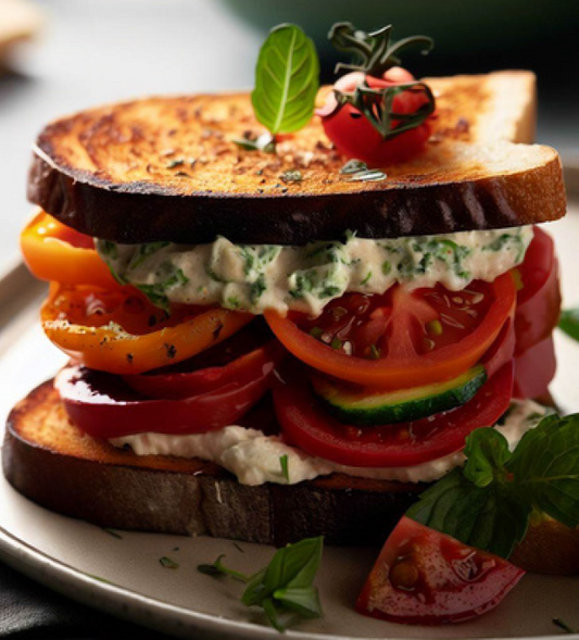Toasted Tomato Sandwich with Herbed Cream Cheese