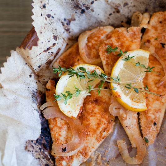 Baked White Fish in Parchment with Lemon