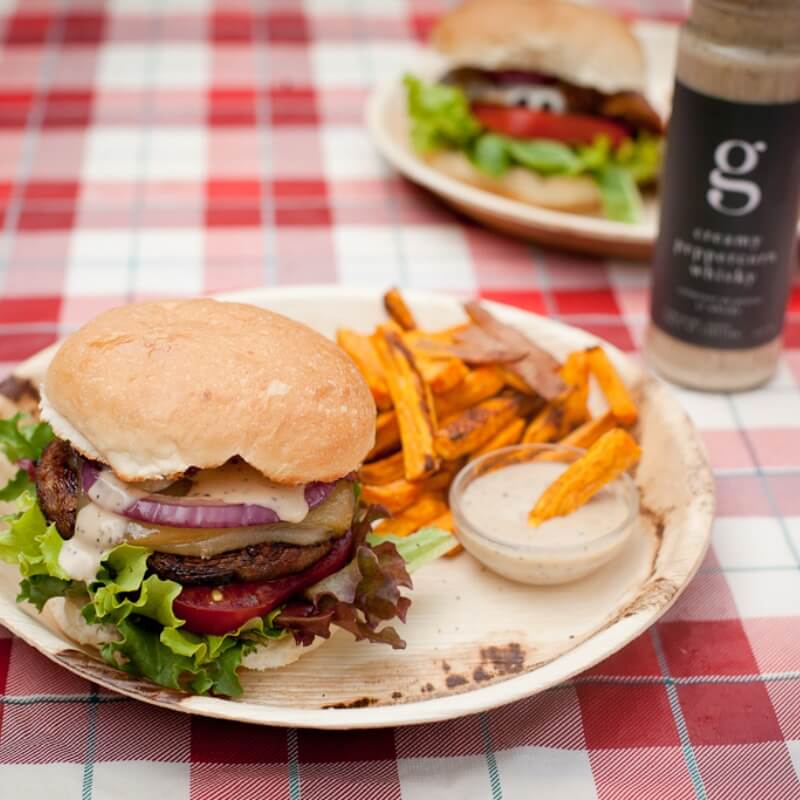 Bottle of Gourmet Inspirations Creamy Peppercorn Whisky Steak Sauce – rich, thick sauce with a hint of pepper heat.